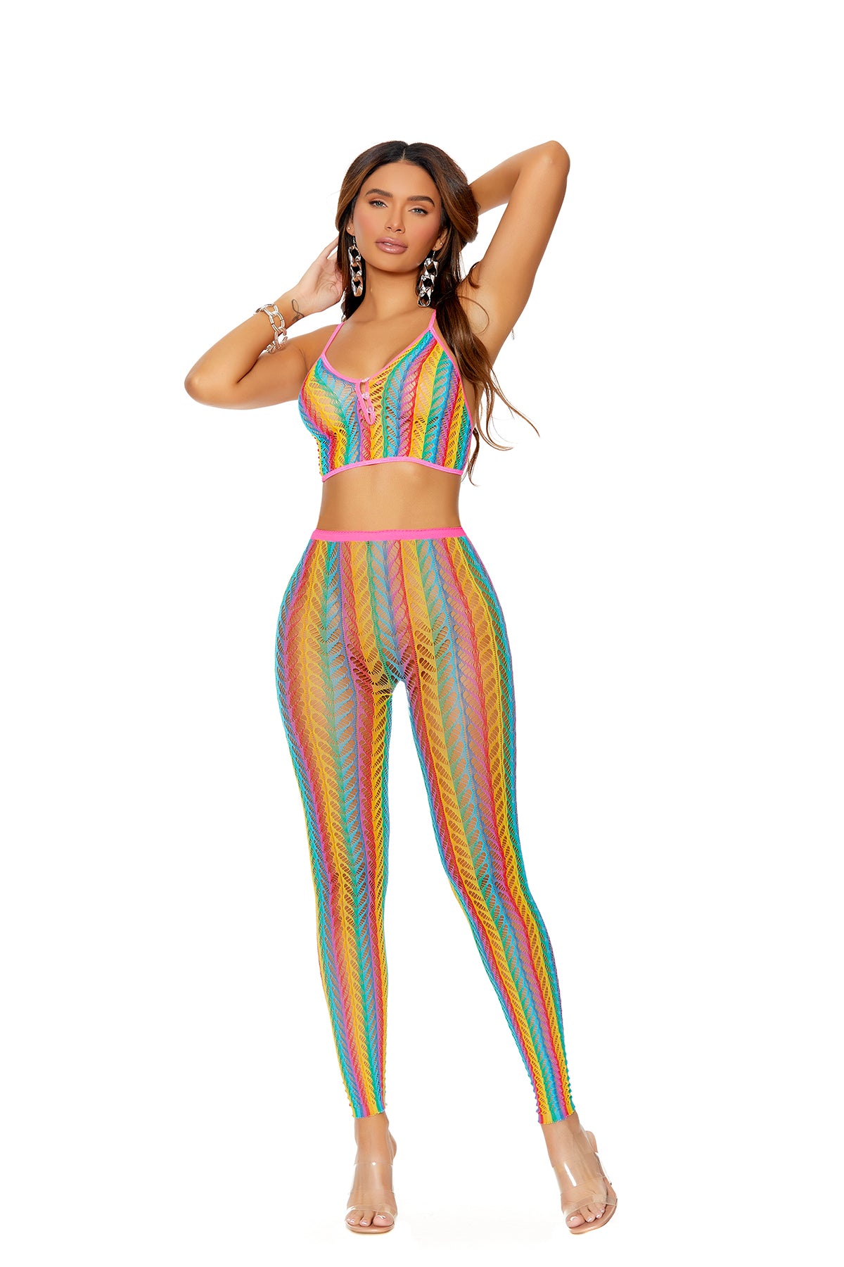 Multi Color Crochet Net Cami Set - Lindsay's Shop